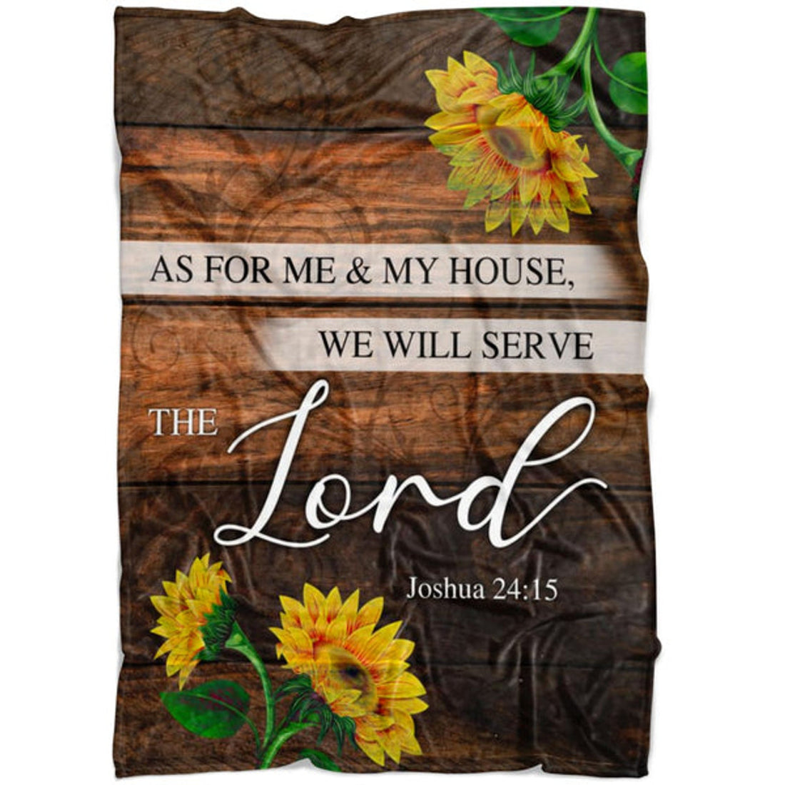FUNSTUFFPRINT As For Me And My House Joshua 2415 Sunflower Fleece Blanket - Christian Blanket - Bible Verse Blanket
