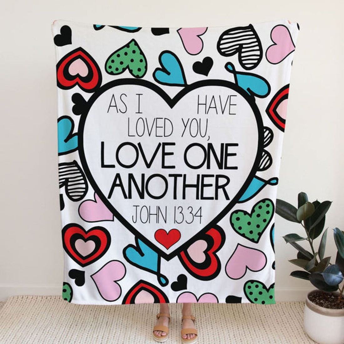 FUNSTUFFPRINT As I Have Loved You Love One Another John 1334 Fleece Blanket - Christian Blanket - Bible Verse Blanket