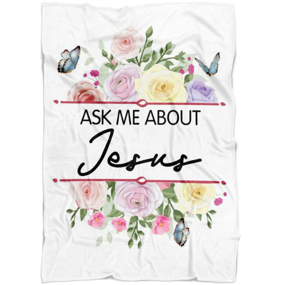 FUNSTUFFPRINT Ask Me About Jesus Fleece Blanket - Christian Blanket - Bible Verse Blanket