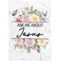 FUNSTUFFPRINT Ask Me About Jesus Fleece Blanket - Christian Blanket - Bible Verse Blanket