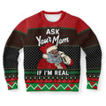FUNSTUFFPRINT Ask Your Mom If I'm Real Santa Ugly Christmas Sweater, Christmas Sweater, Ugly Sweater, Funny Xmas Sweaters Ugly Sweater