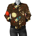 FUNSTUFFPRINT Astronaut Space Pattern Print Women Casual 3D Bomber Jacket