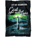 FUNSTUFFPRINT At My Darkest God Is My Light 2 Fleece Blanket - Christian Blanket - Bible Verse Blanket