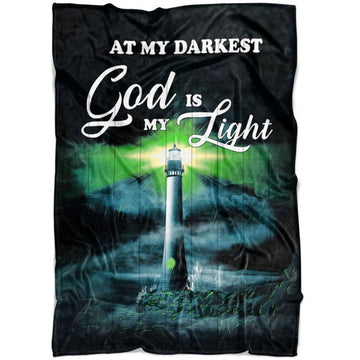 FUNSTUFFPRINT At My Darkest God Is My Light 2 Fleece Blanket - Christian Blanket - Bible Verse Blanket