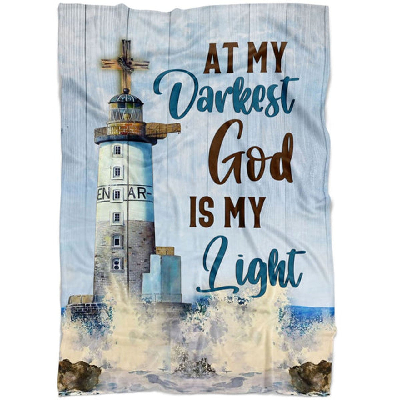 FUNSTUFFPRINT At My Darkest God Is My Light Fleece Blanket - Christian Blanket - Bible Verse Blanket