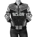 FUNSTUFFPRINT Austral Islands Polynesian Chief Women'S Bomber Jacket - Black Version - 3D Bomber Jacket