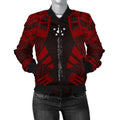 FUNSTUFFPRINT Austral Islands Women Bomber Jacket - Polynesian Tattoo Red - 10 3D Bomber Jacket