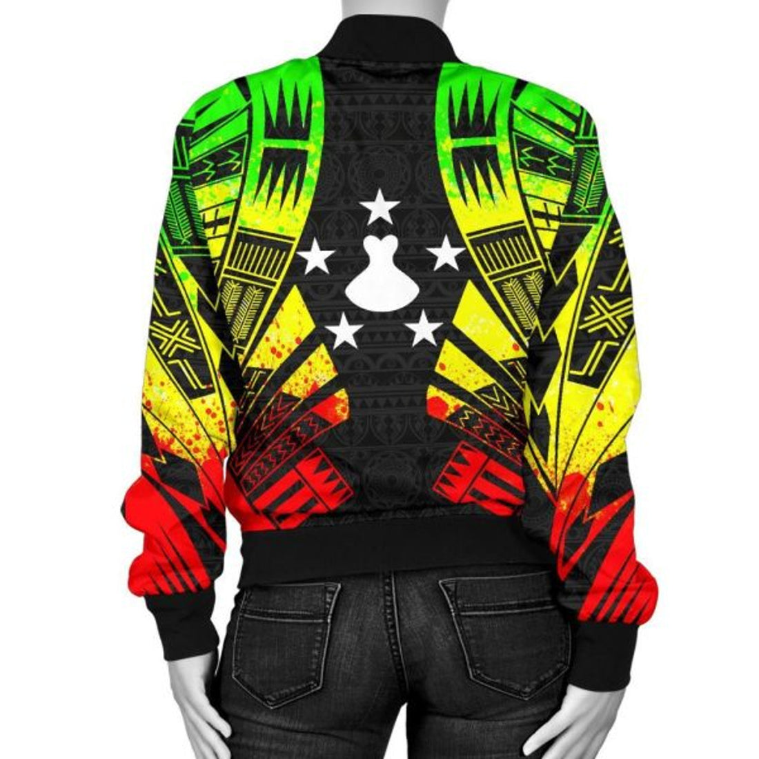 FUNSTUFFPRINT Austral Islands Women Bomber Jacket - Polynesian Tattoo Reggae - 10 3D Bomber Jacket