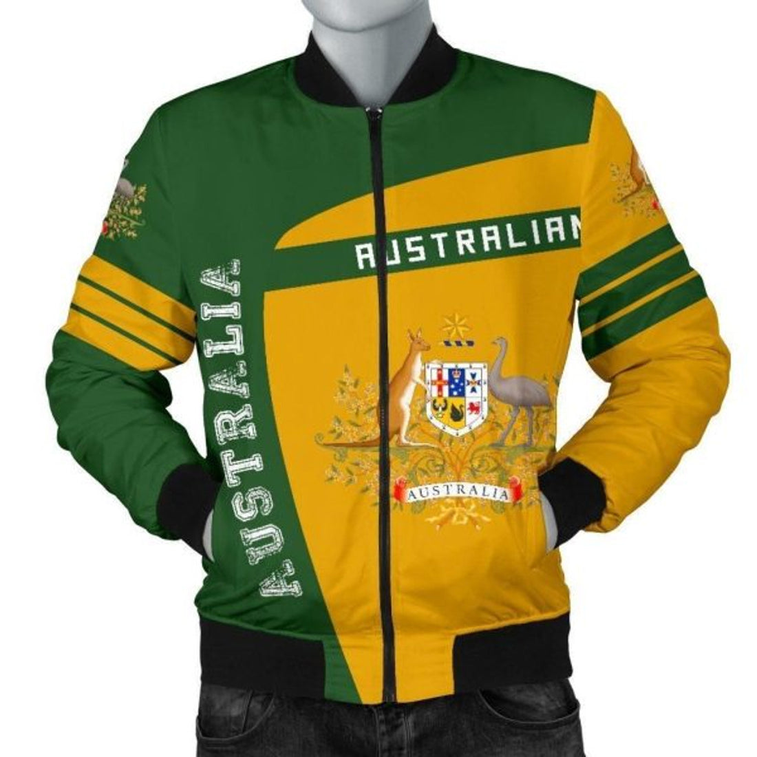 FUNSTUFFPRINT Australia Sport Men's 3D Bomber Jacket - Premium Style 3D Bomber Jacket