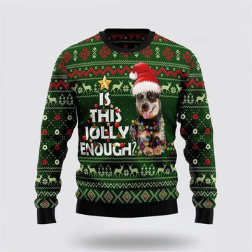 FUNSTUFFPRINT Australian Cattle Dog Jolly Ugly Christmas Sweater – Dog Lover Christmas Sweater Ugly Sweater