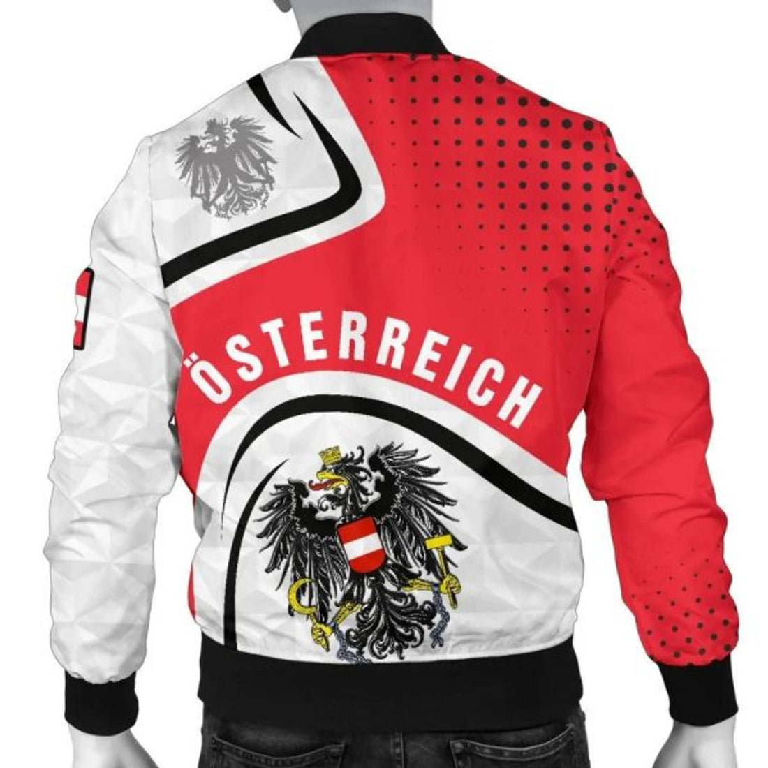 FUNSTUFFPRINT Austria Men's Bomber Jacket - Austrian Coat Of Arms and Flag - 3D Bomber Jacket