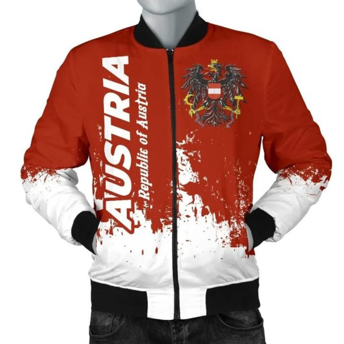 FUNSTUFFPRINT Austria Men's Bomber Jacket - Republic Austria - 3D Bomber Jacket