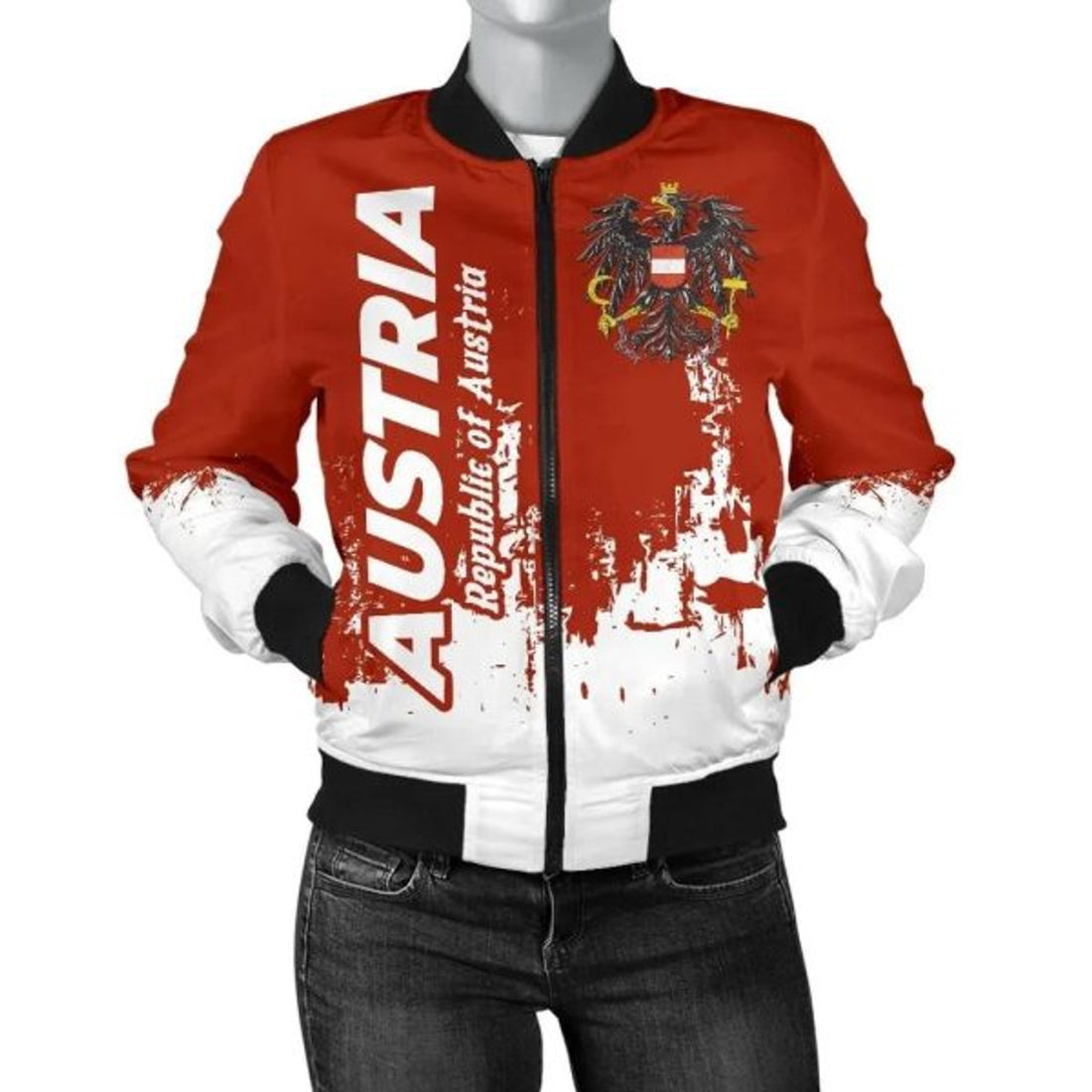 FUNSTUFFPRINT Austria Women's Bomber Jacket - Republic Austria - 3D Bomber Jacket