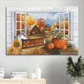 Autumn Painting Pumpkin Halloween Artwork Farmhouse Canvas Fall For Jesus Canvas Wall Art - Christian Wall Decor