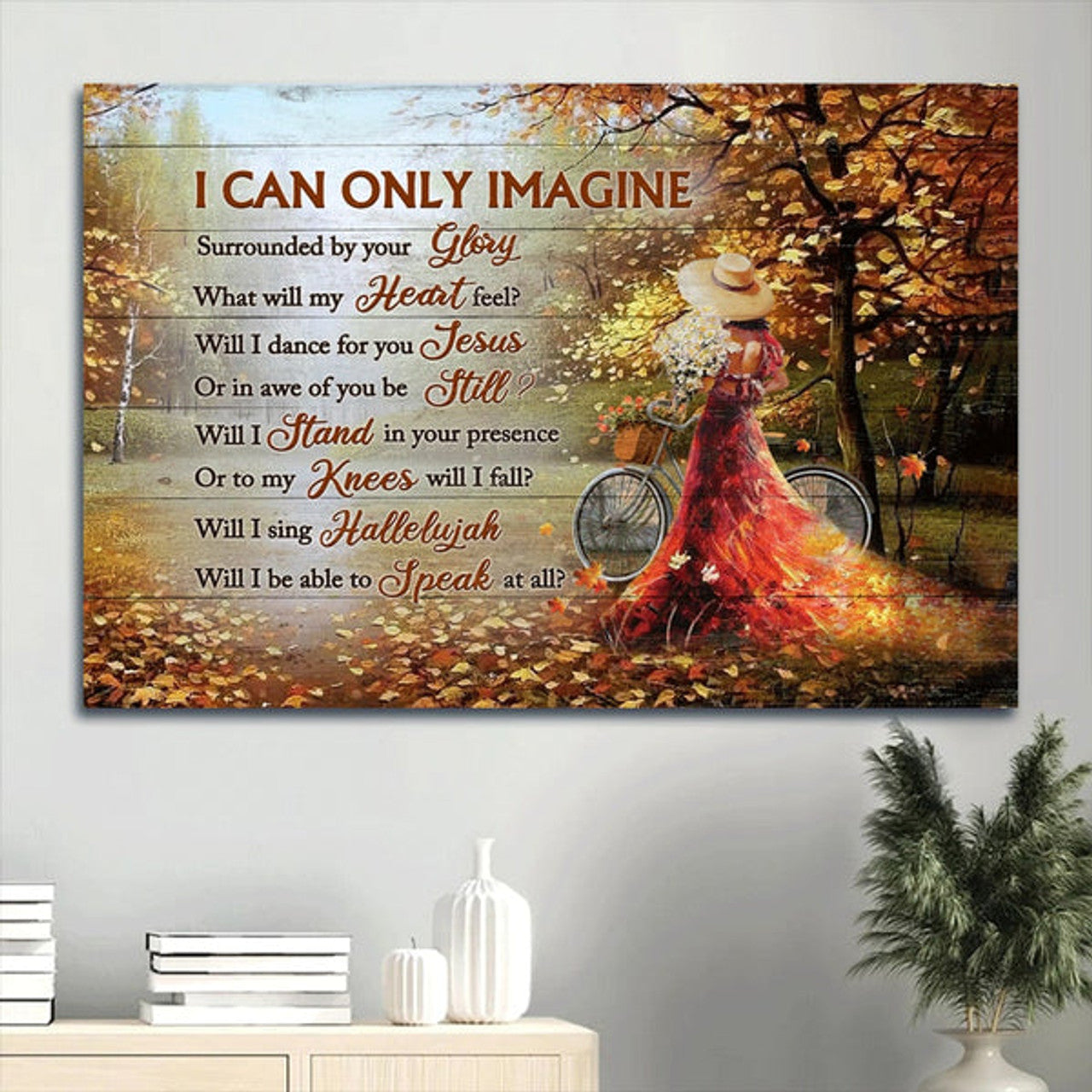 Autumn Season Autumn Forest Beautiful Woman Canvas I Can Only Imagine Canvas Wall Art - Christian Wall Decor