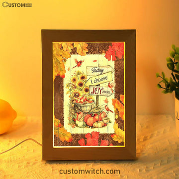 Autumn Season Red Cardinal Pumpkin Sunflower Frame Lamp - Today I Choose Joy Frame Lamp Art - Christian Night Light