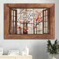Autumn Season Red Cardinal Wooden Windows Canvas Those We Love Don't Go Away Canvas Wall Art - Christian Wall Decor