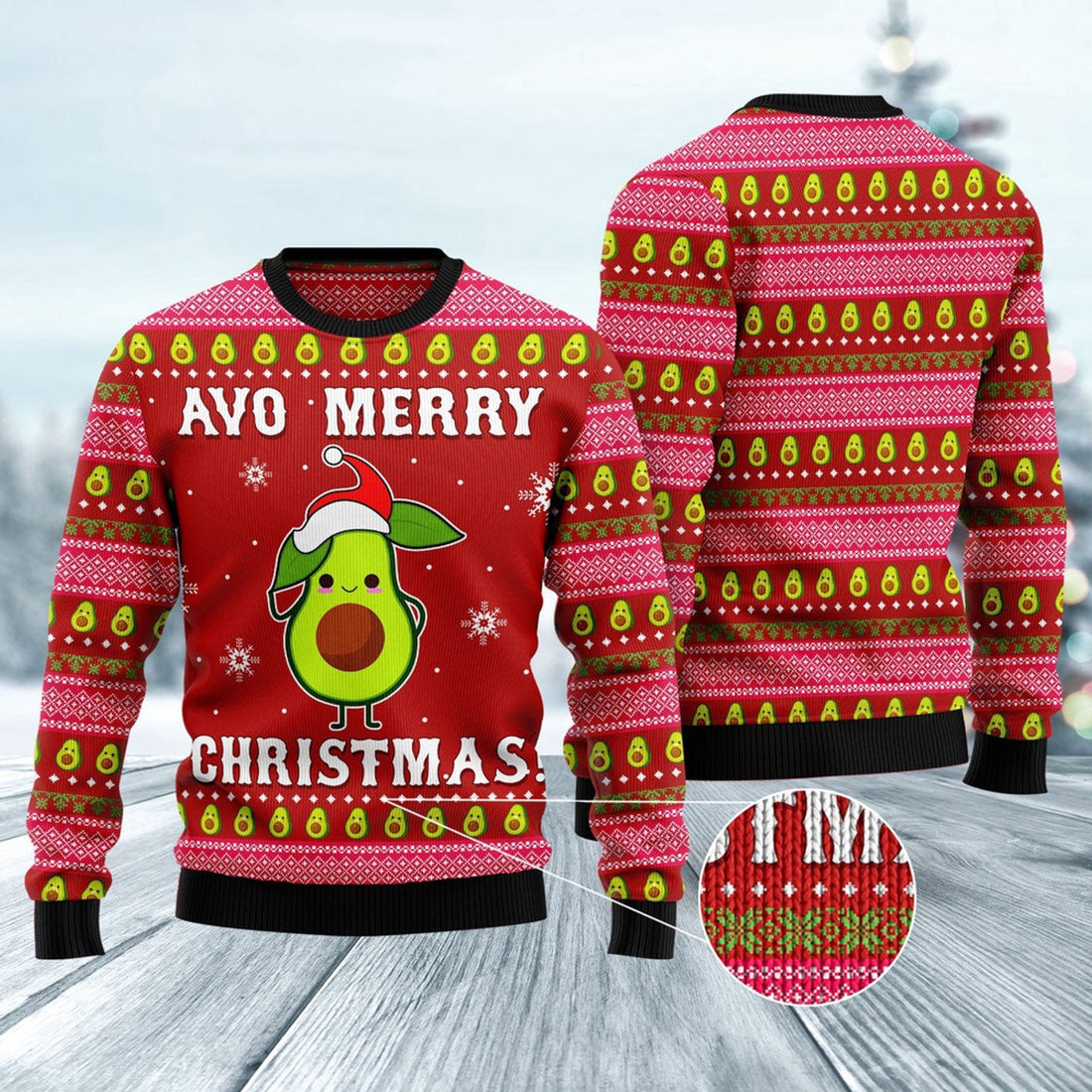 FUNSTUFFPRINT Avo Merry Christmas , Christmas Sweater, Ugly Sweater, Funny Xmas Sweaters Ugly Sweater
