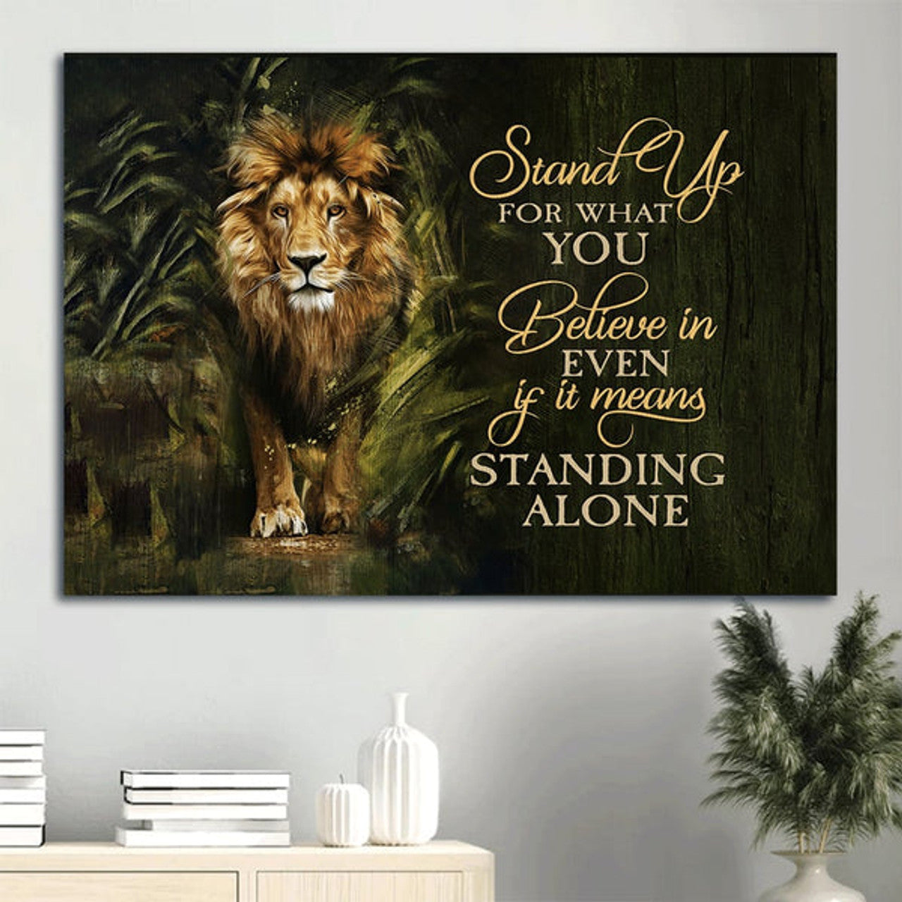 Awesome Lion Lion Drawing Canvas Stand Up For What You Believe In Canvas Wall Art - Christian Wall Decor