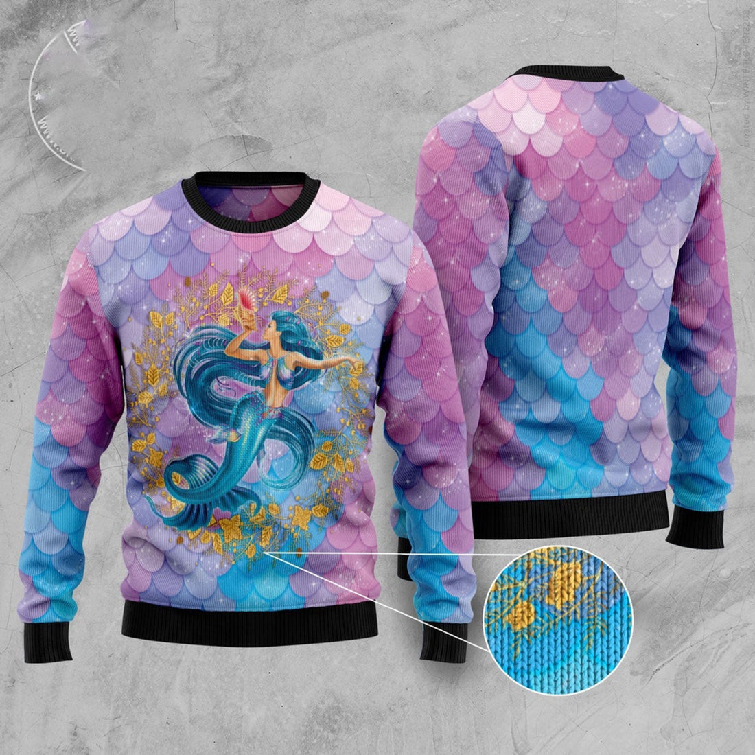 FUNSTUFFPRINT Awesome Mermaid Ugly Christmas Sweater, Christmas Sweater, Ugly Sweater, Funny Xmas Sweaters Ugly Sweater