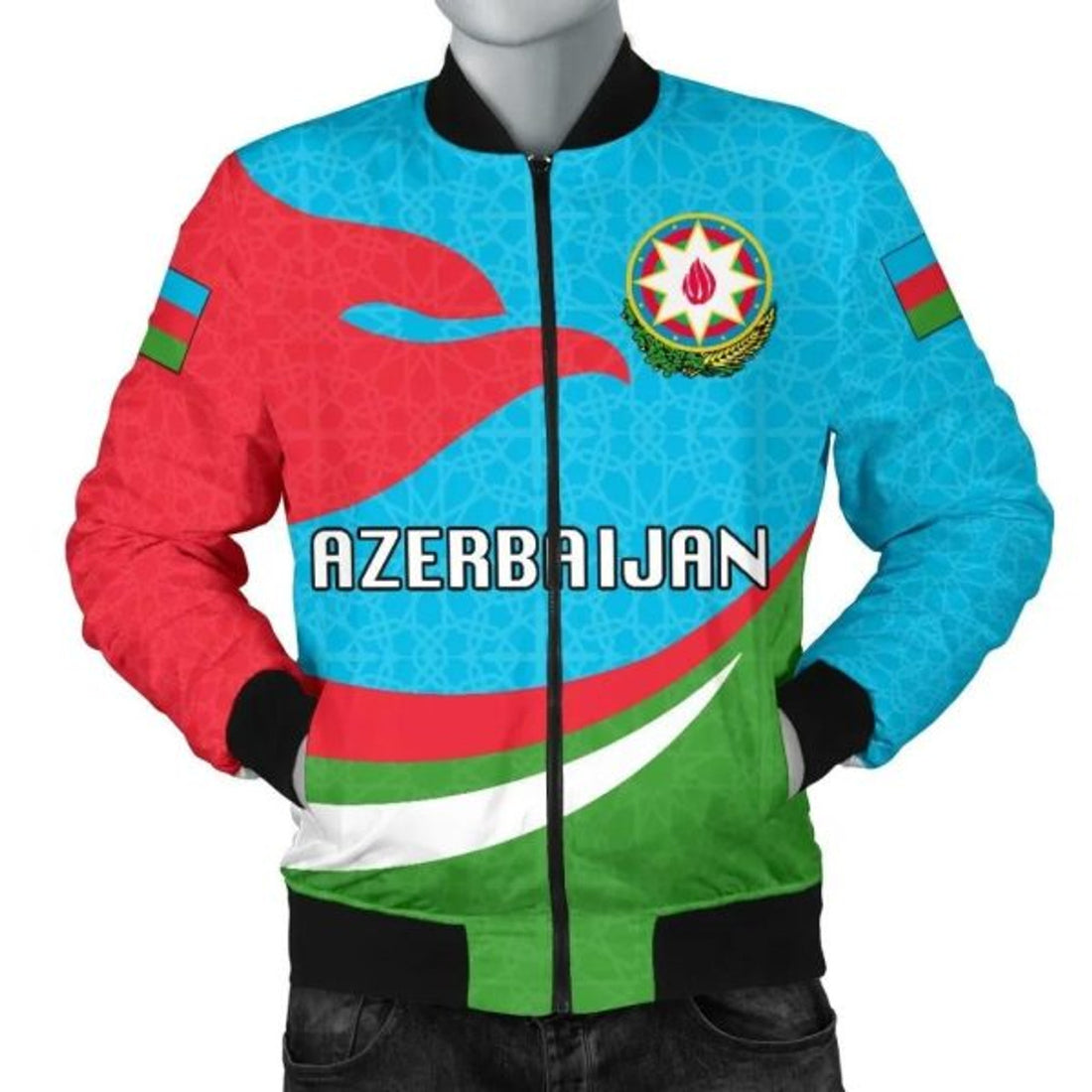FUNSTUFFPRINT Azerbaijan Men Bomber Jacket Proud Version 3D Bomber Jacket