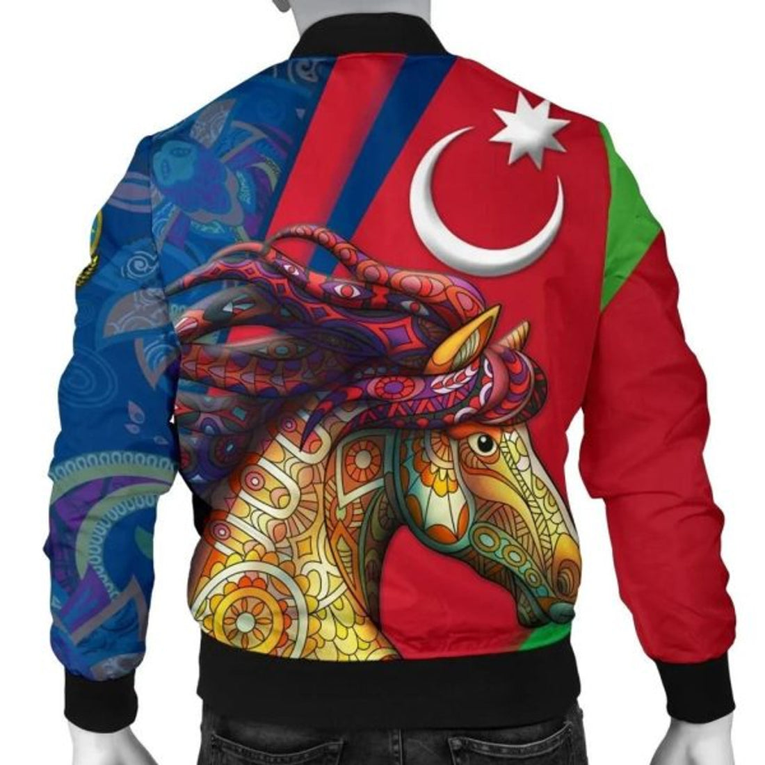 FUNSTUFFPRINT Azerbaijan Pride and Heritage Men's Bomber Jacket - Happy Independence Day - 3D Bomber Jacket