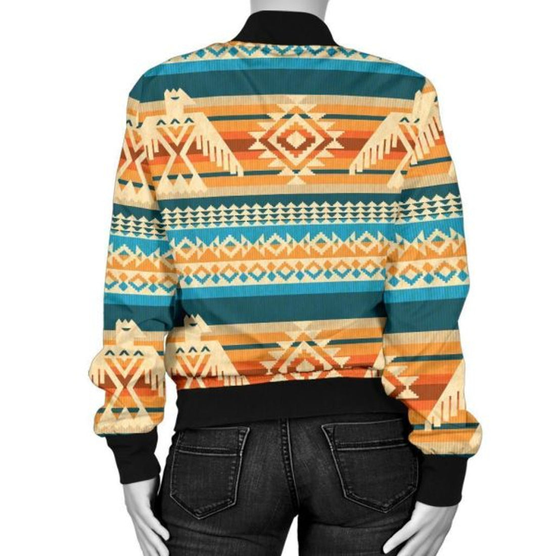 FUNSTUFFPRINT Aztec Eagle Print Pattern Women Casual 3D Bomber Jacket