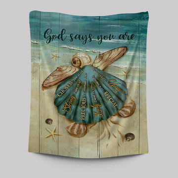 Baby Turtle God Says You Are Tapestry Art - Bible Verse Wall Art - Christian Inspirational Wall Decor