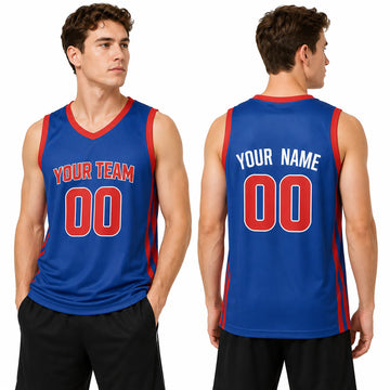 Personalized Detroit Basketball Jersey – Blue Classic Style, Custom Name & Number for Kids, Youth & Adults