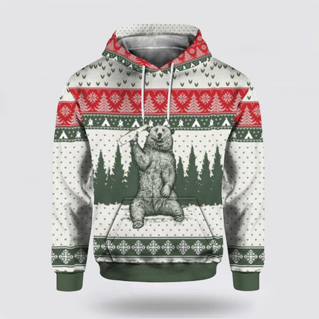 FUNSTUFFPRINT 3D Bear I Hate People All Over 3D Hoodie and Zip Hoodie