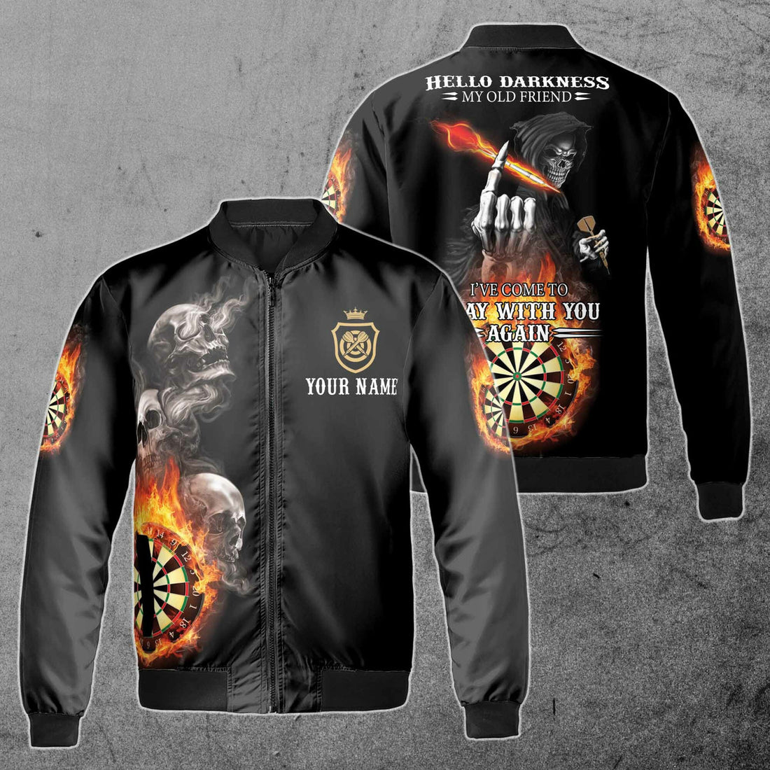 Personalized Darts, Custom Dart Skull Bomber Jacket Size S - 5XL