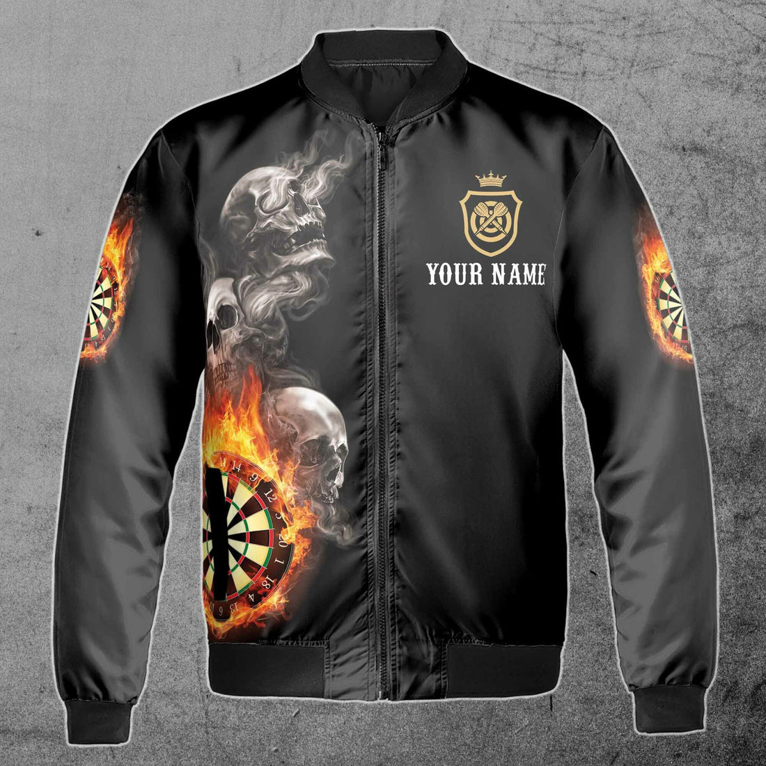 Personalized Darts, Custom Dart Skull Bomber Jacket Size S - 5XL