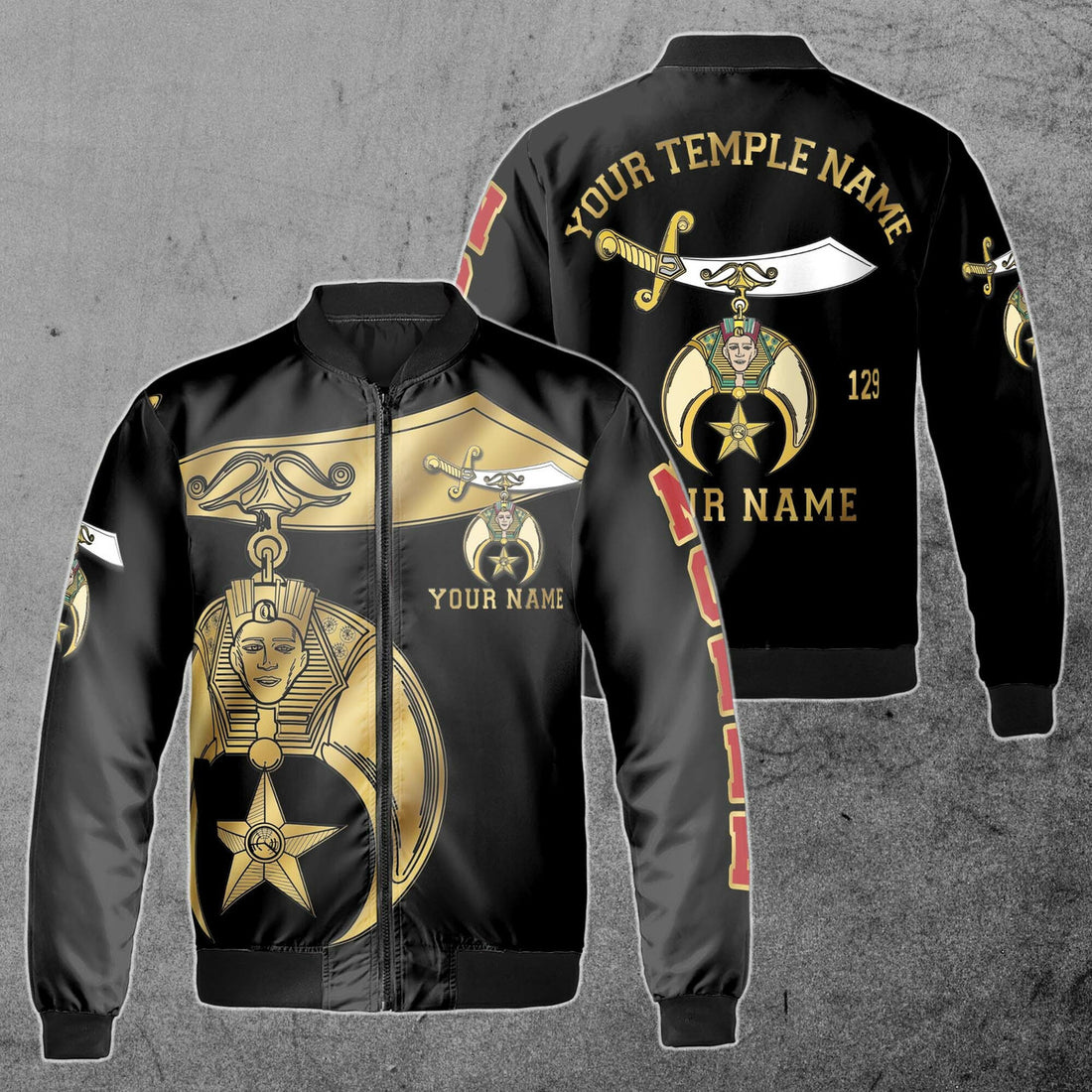 Custom Your Temple and Name Shriners Symbol, Noble Shriners 3D Bomber Jacket S-5XL