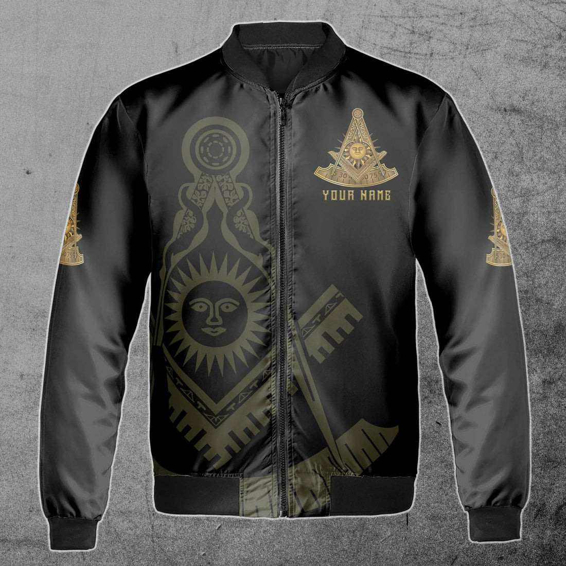 Custom Lodge Name Number Masonic Past Master Sun Freemason Unisex Bomber Jacket S-5XL