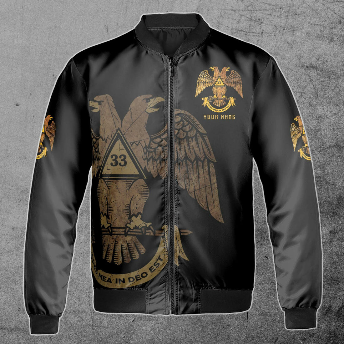 Custom Scottish Rite 33 Degree Emblem Masonic Unisex Bomber Jacket S-5XL