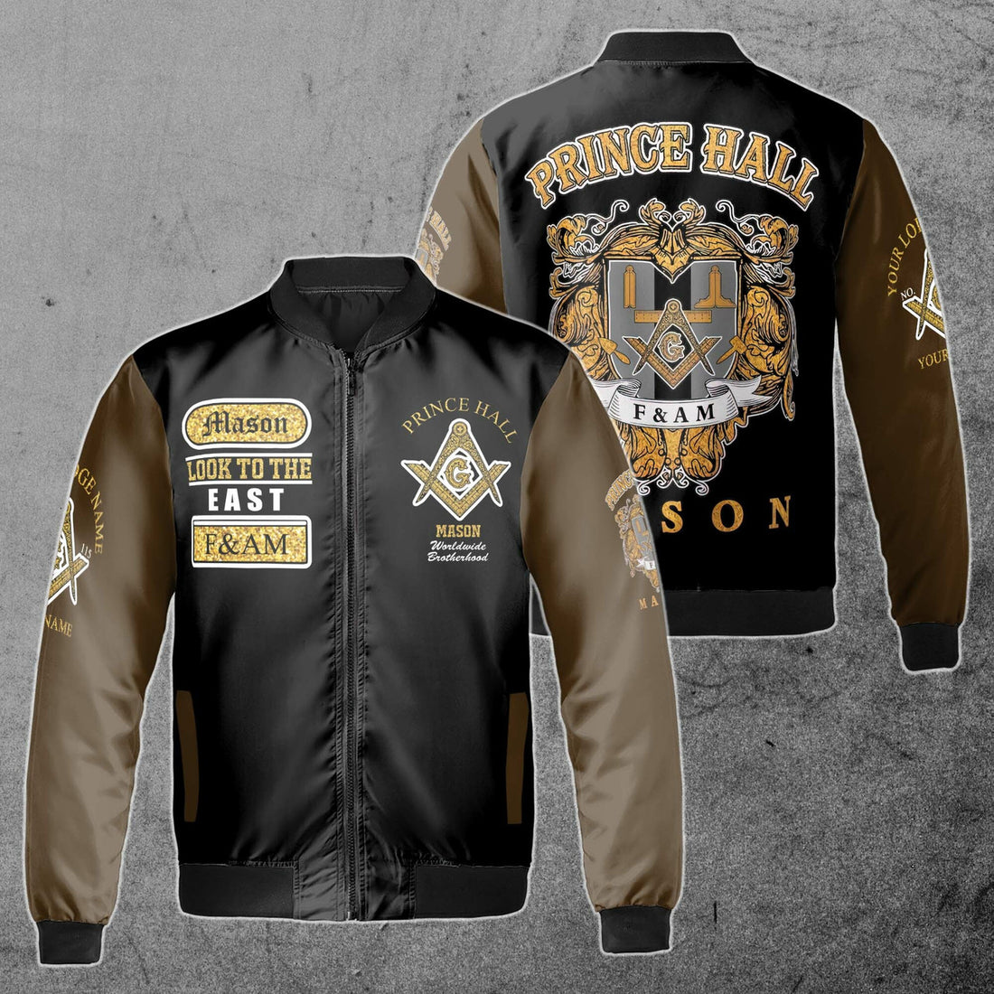 Freemasonry Prince Hall, Masonic Medieval Custom Name, Lodge Name Unisex Bomber Jacket S-5XL