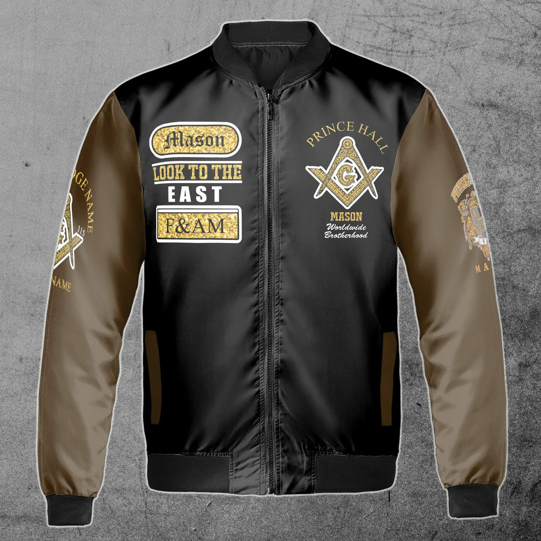 Freemasonry Prince Hall, Masonic Medieval Custom Name, Lodge Name Unisex Bomber Jacket S-5XL