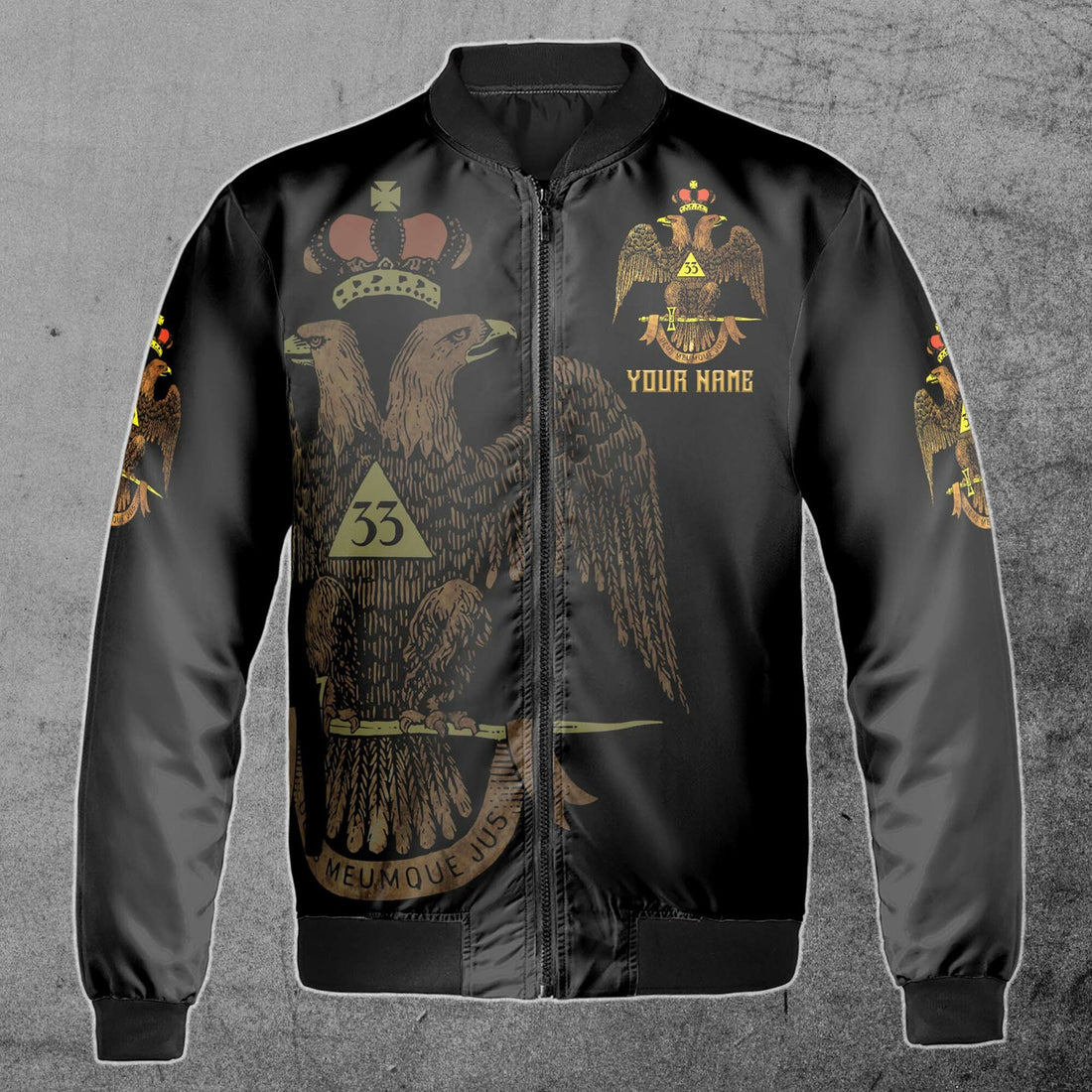 Custom Scottish Rite 33 Degree Emblem Design Masonic Unisex Bomber Jacket S-5XL