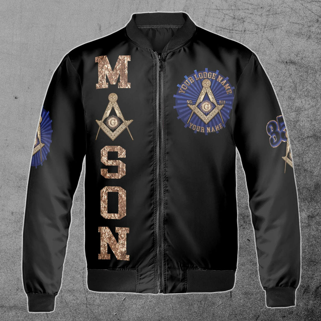 Customized Lodge Name Name and Number Freemasonry Masonic Symbol Unisex Bomber Jacket S-5XL