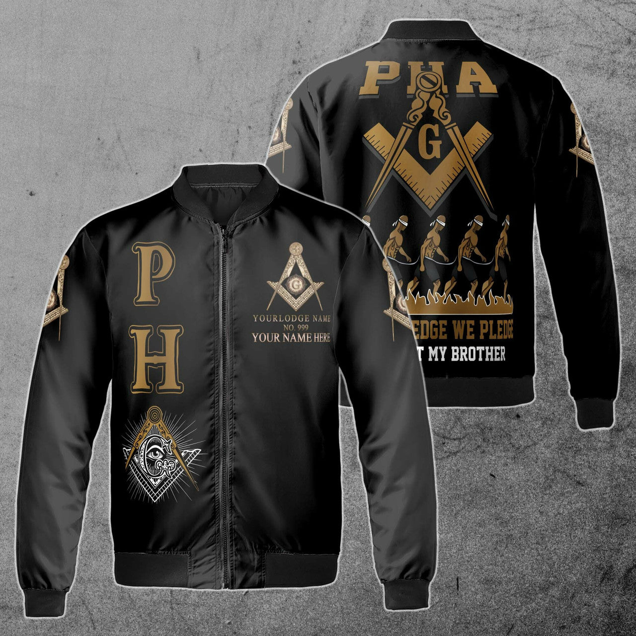 Customized Lodge Name, Name and Number PHA Bomber Jacket S-5XL