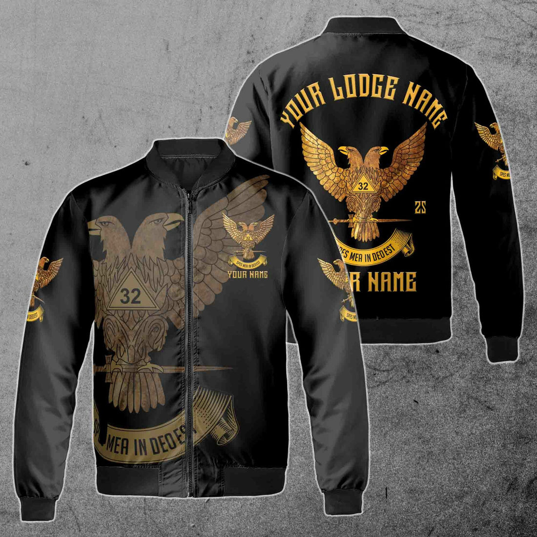 Custom Scottish Rite 32 Degree Eagle Wings Up Masonic Unisex Bomber Jacket S-5XL