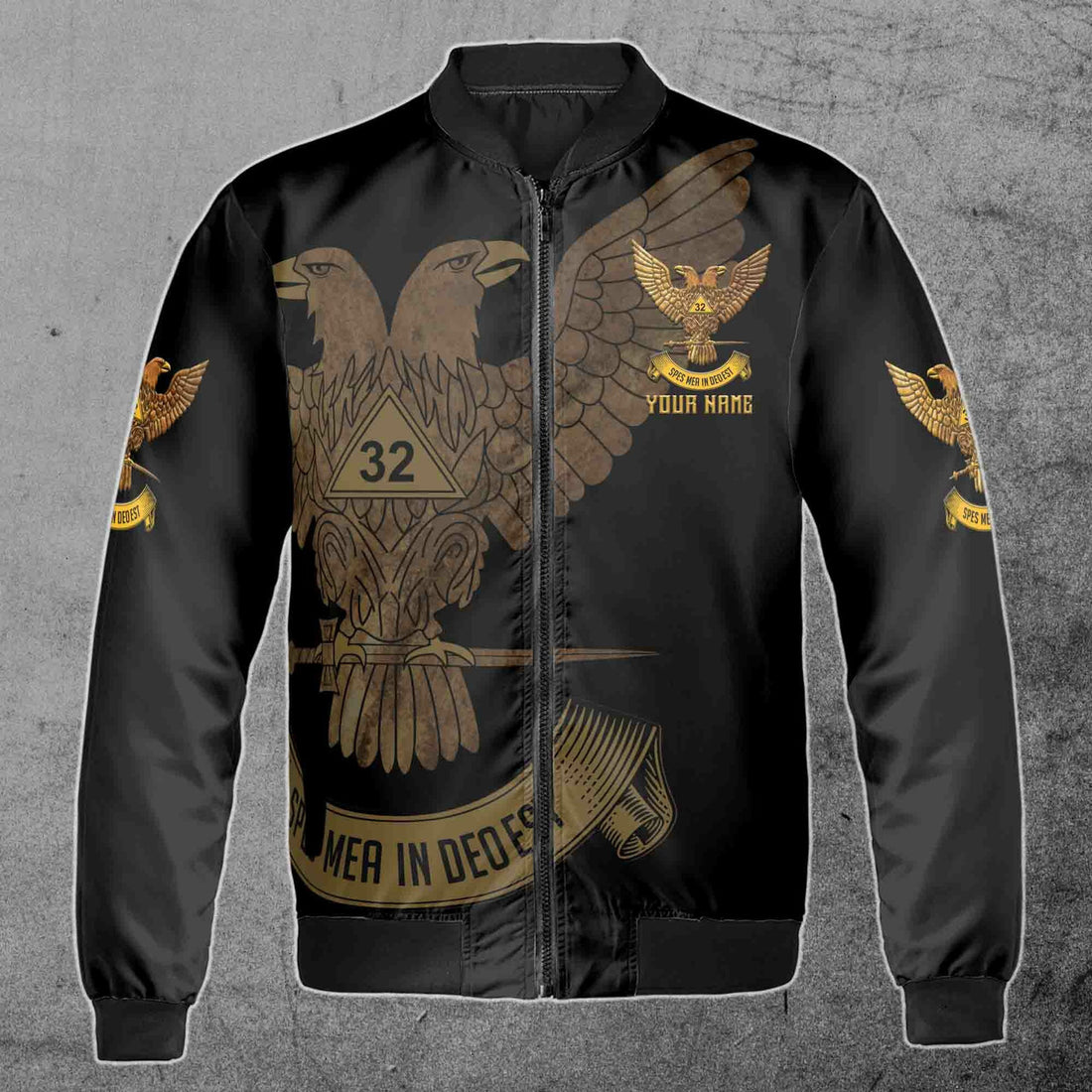 Custom Scottish Rite 32 Degree Eagle Wings Up Masonic Unisex Bomber Jacket S-5XL