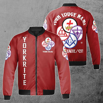Customize Name Lodge Name Freemasonary York Rite Masonic Freemason Unisex Bomber Jacket S-5XL