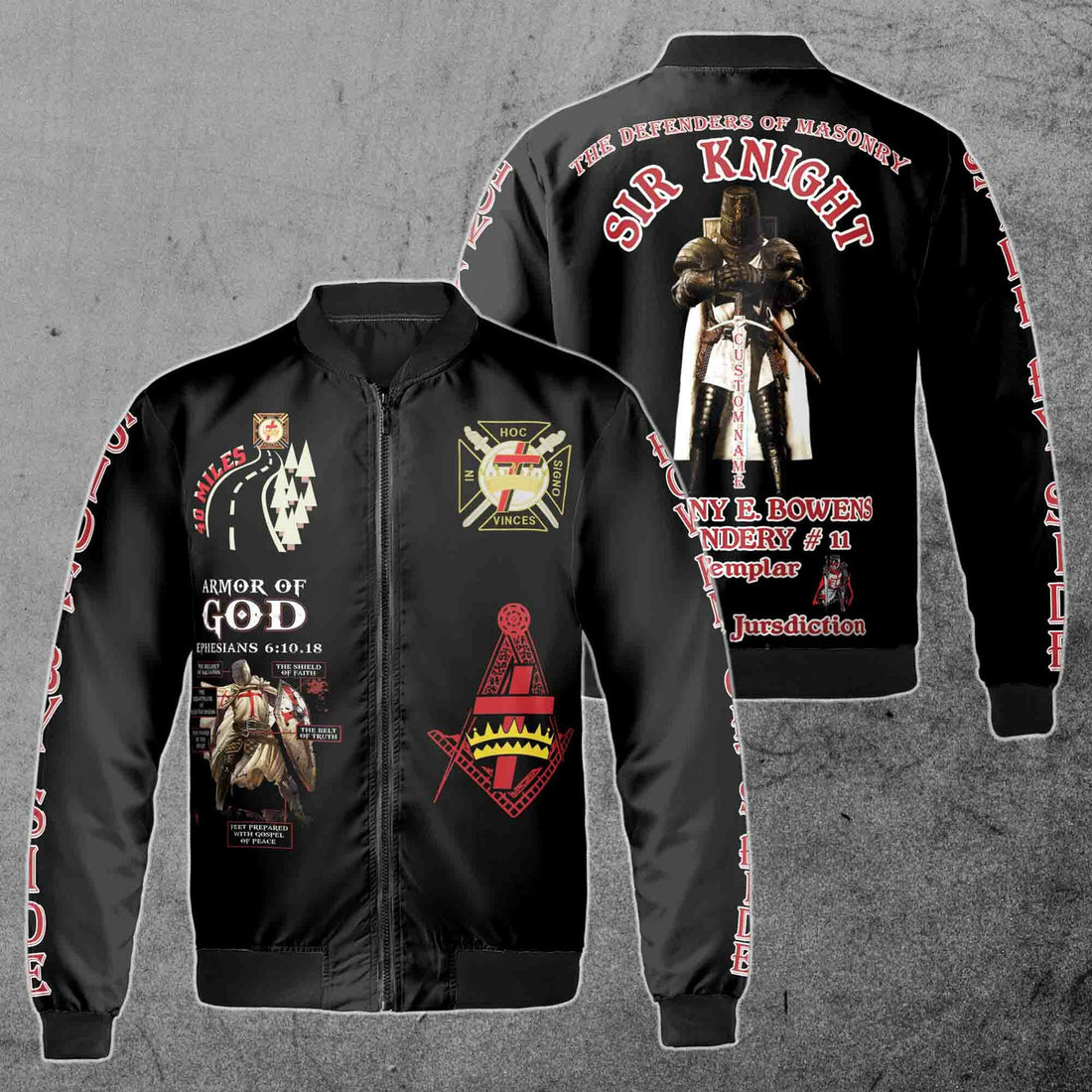 Customize The Defenders Of Masonry Sir Knight Armor of God Knight Templar PHA Unisex Bomber Jacket