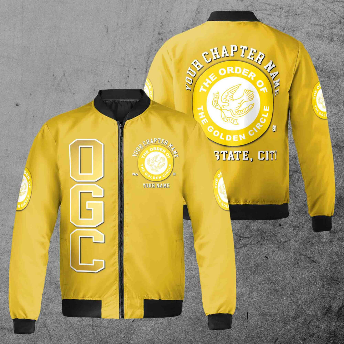 Custom Name Chapter Order of the Golden Circle Scottish Rite of Fremasonry Unisex Bomber Jacket S-5XL