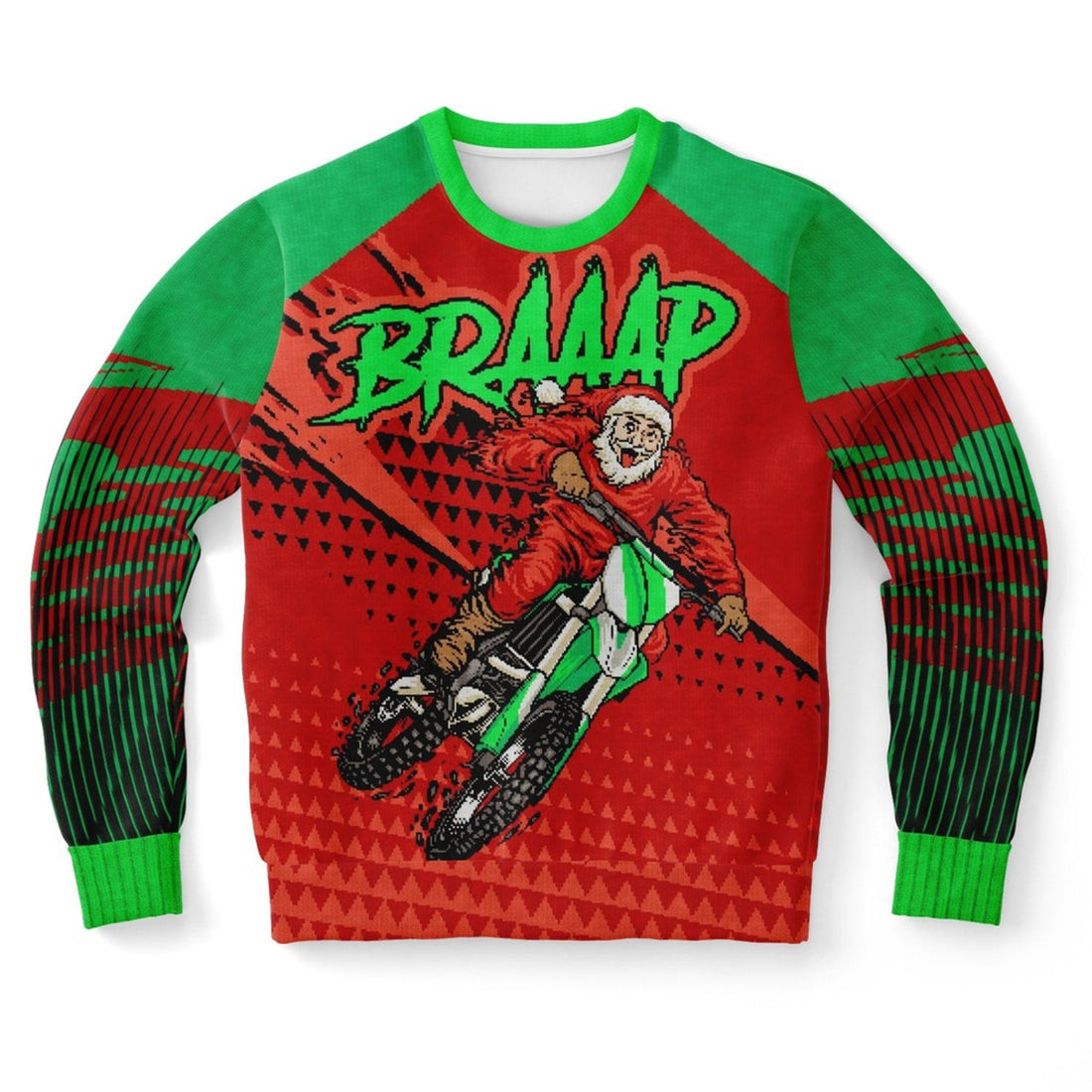 FUNSTUFFPRINT BRAAAP Motorcross Santa Ugly Christmas Sweater, Christmas Sweater, Ugly Sweater, Funny Xmas Sweaters Ugly Sweater