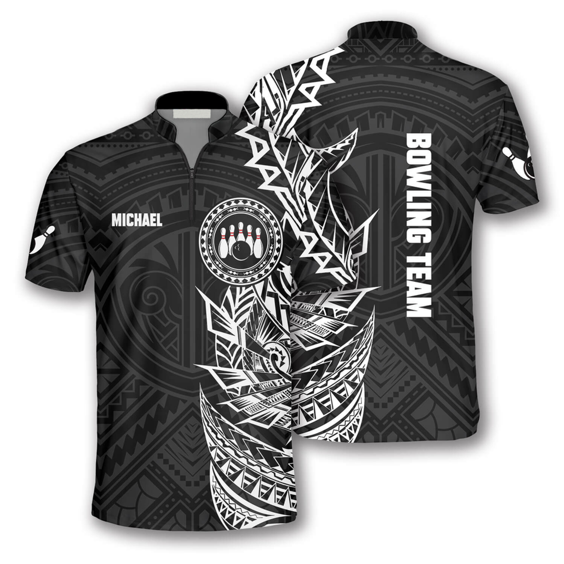 Custom BW Multi Color Tribal Custom Bowling Jerseys for Men, Bowling in My Heart 3D Jersey Shirt