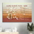 Baby Cotton Flower White Butterfly God Says You Are Canvas Wall Art - Christian Wall Decor