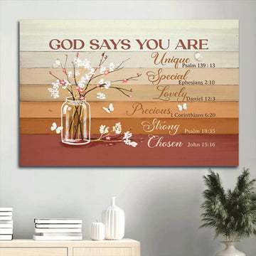 Baby Cotton Flower White Butterfly God Says You Are Canvas Wall Art - Christian Wall Decor