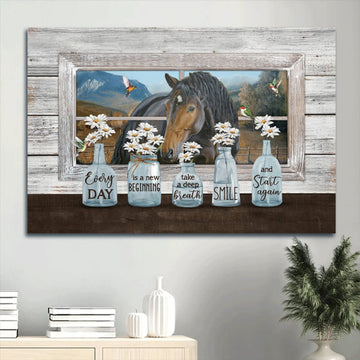 Baby Daisy Vase Quarter Horse Hummingbird Canvas Every Day Is A New Beginning Canvas Wall Art - Christian Wall Decor